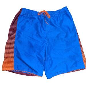 Nike XXL Blue And Orange Men's Mesh Lined Swim Trunk Board Shorts Swoosh